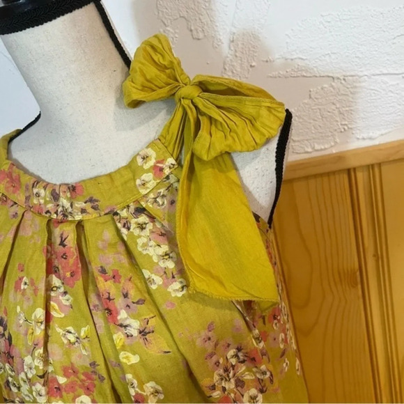 Bellambria Yellow Floral Linen Dress Sz-XS - Picture 6 of 9